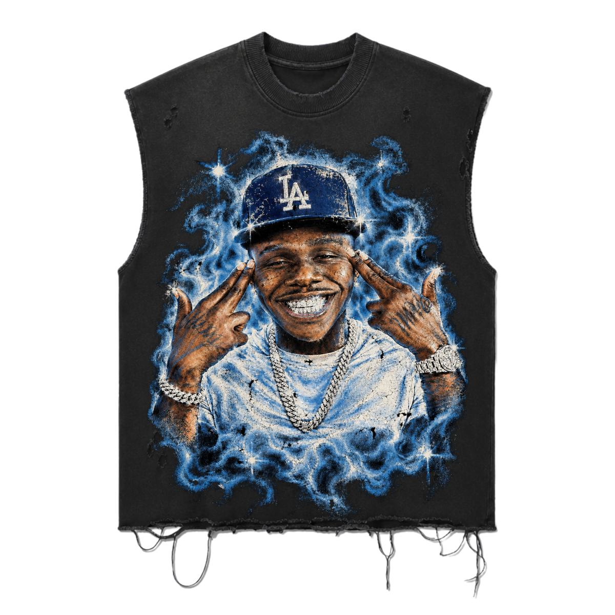 DaBaby LA Cap Distressed Cutoff Sleeveless